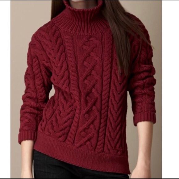 Burberry Brit Maroon Fisherman Cable-knit sweater - Picture 11 of 12